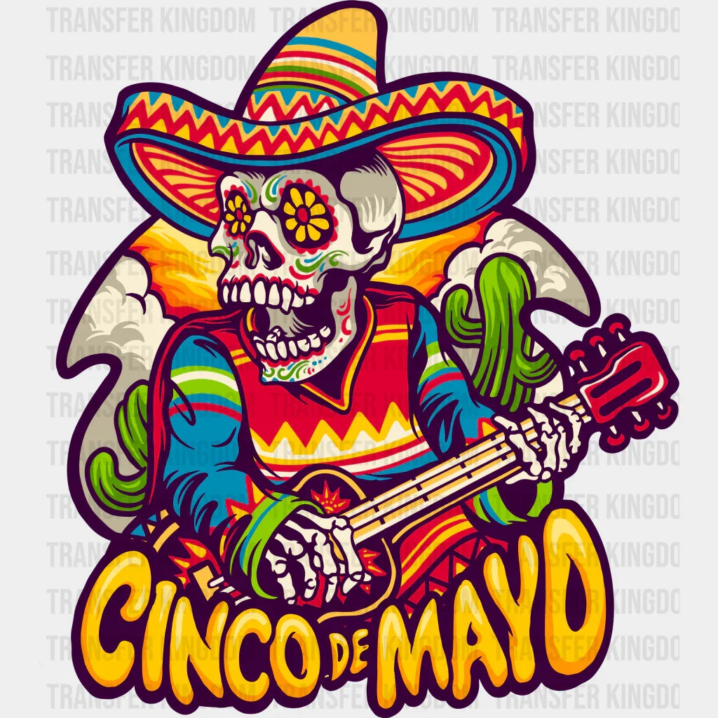 Guitar Playing Skeleton - Cinco De Mayo Dtf Heat Transfer