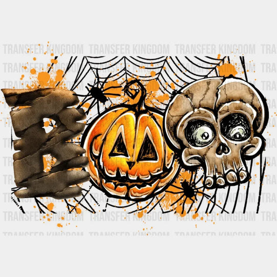 Halloween Boo Pumpkin Spider Skeleton Head Design - Dtf Heat Transfer