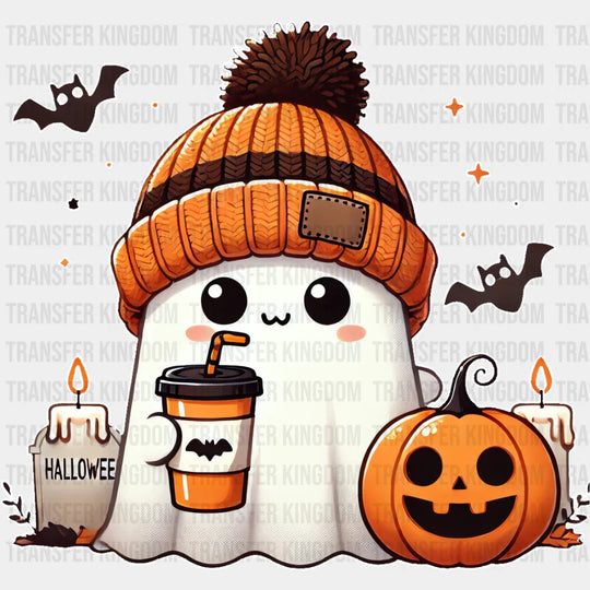 Halloween Ghost Wearing Beanie - Dtf Transfer Unisex S & M (10’’) / Light Color Design See Imaging