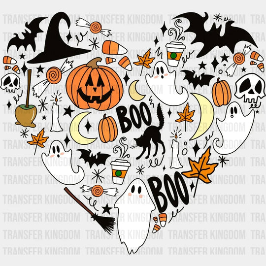 Halloween Heart Boo Pumpkin Design - Dtf Heat Transfer