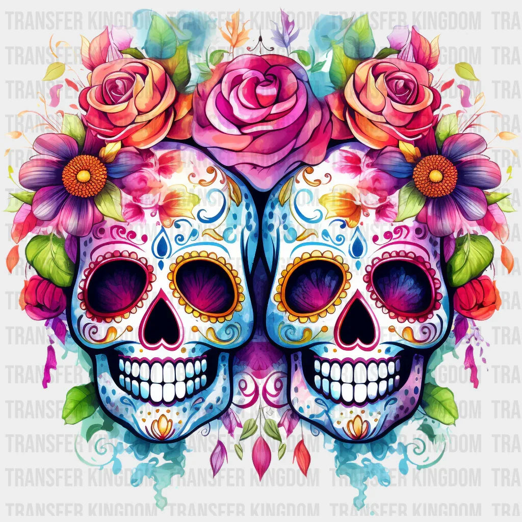 HALLOWEEN TWIN SKULLS Design - DTF heat transfer - Transfer Kingdom