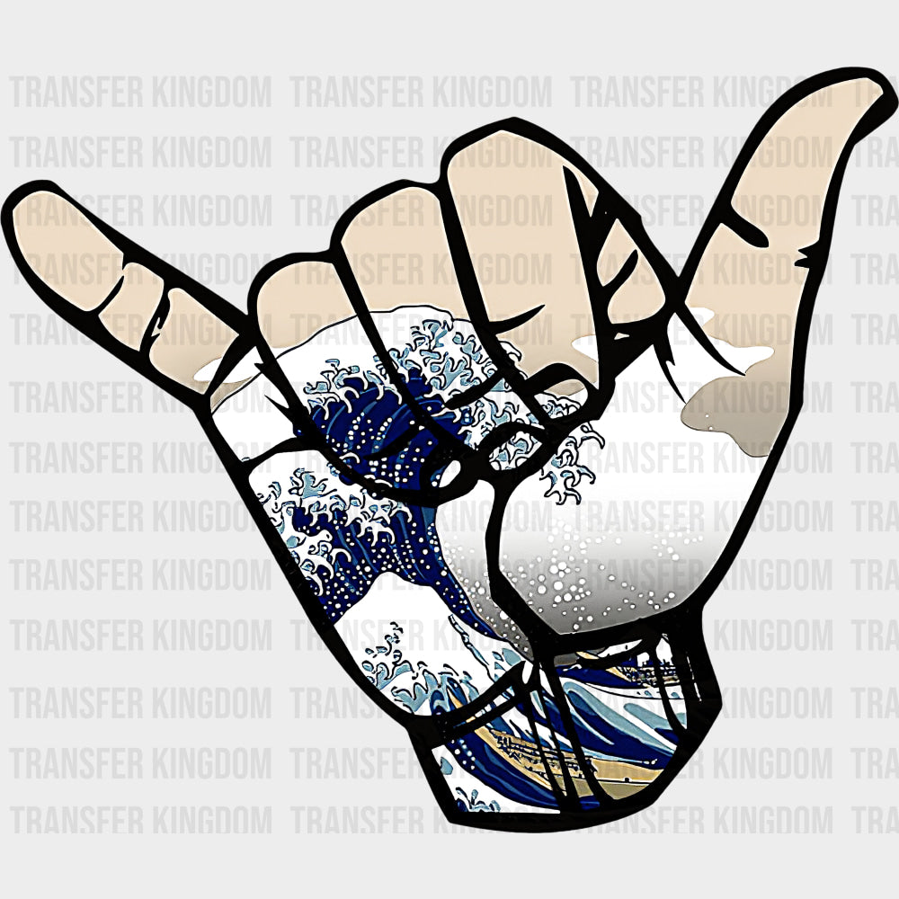 Hand Sign - Surfing DTF Transfers transfer-kingdom Dark Color Design (See Imaging)