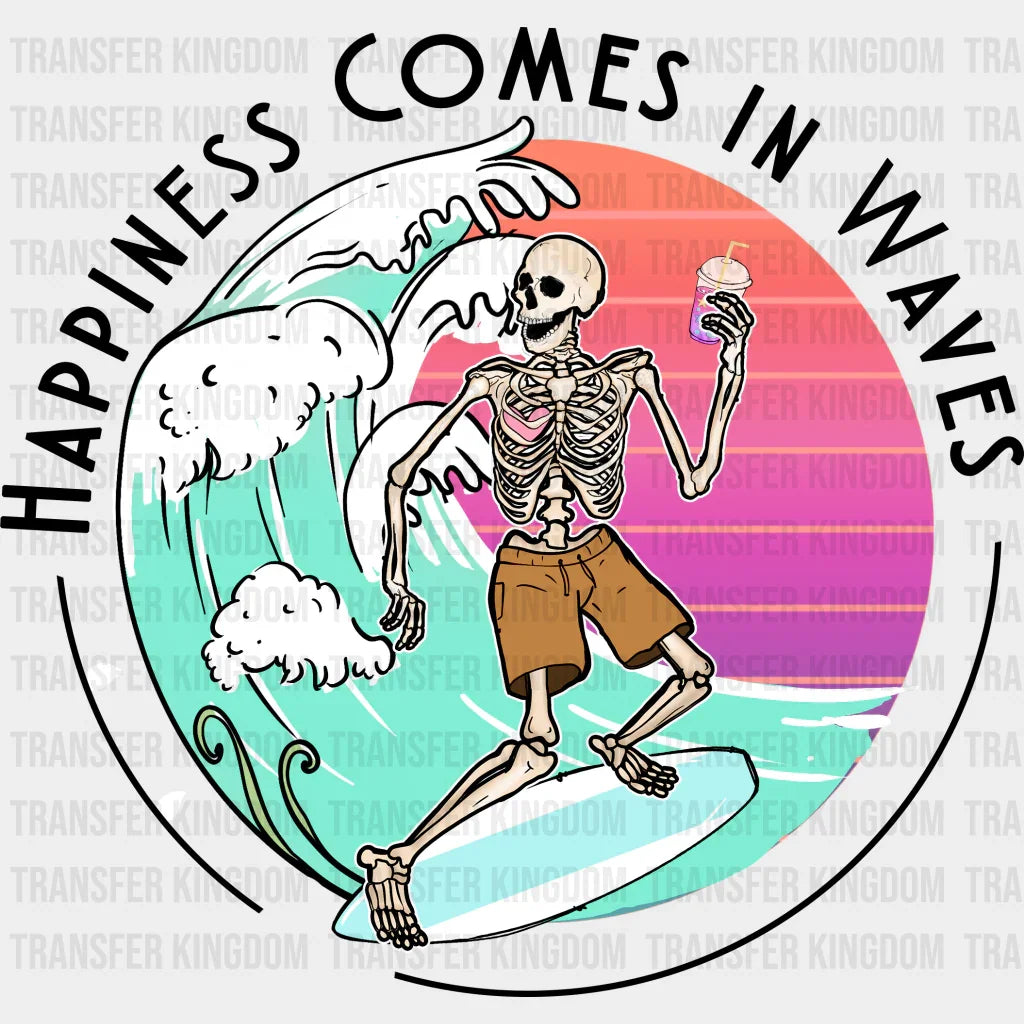 Happiness Comes In Waves Summer Dtf Transfer