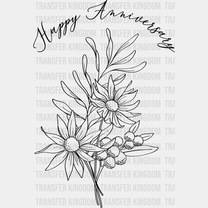 Happy Anniversary Flower - Anniversary DTF heat transfer