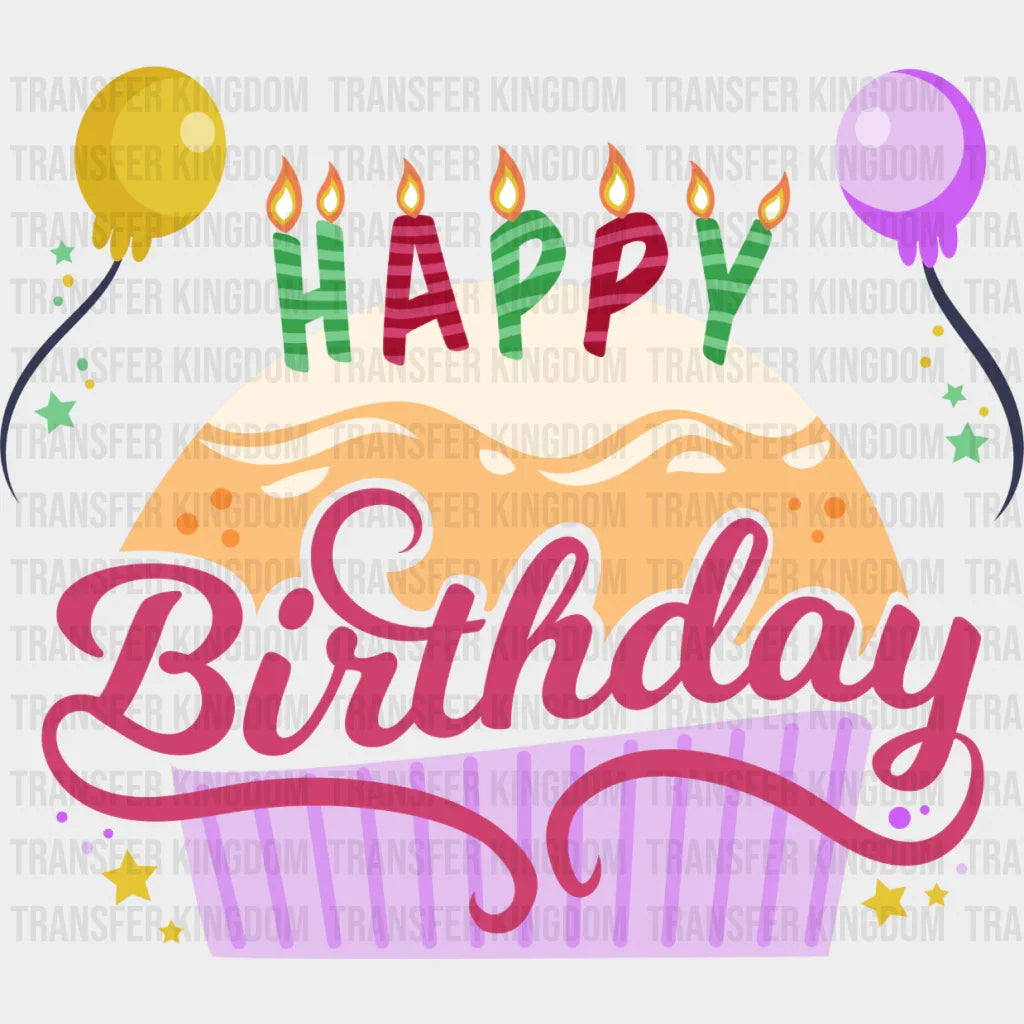 Happy Birthday Cake Design - Dtf Heat Transfer
