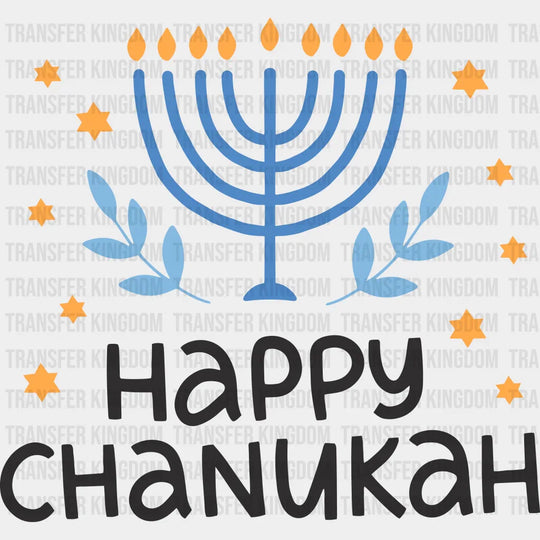Happy Chanuka - Hanukkah Dtf Heat Transfer Unisex S & M (10’’) / Dark Color Design (See Imaging)