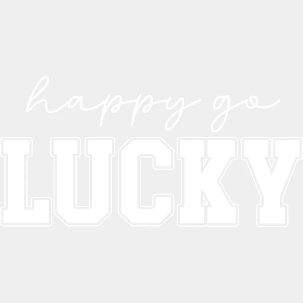 Happy Go Lucky Black Green White - St. Patrick’s Day DTF Transfer Adult Unisex - S & M (10’’) / Light Color Design (See