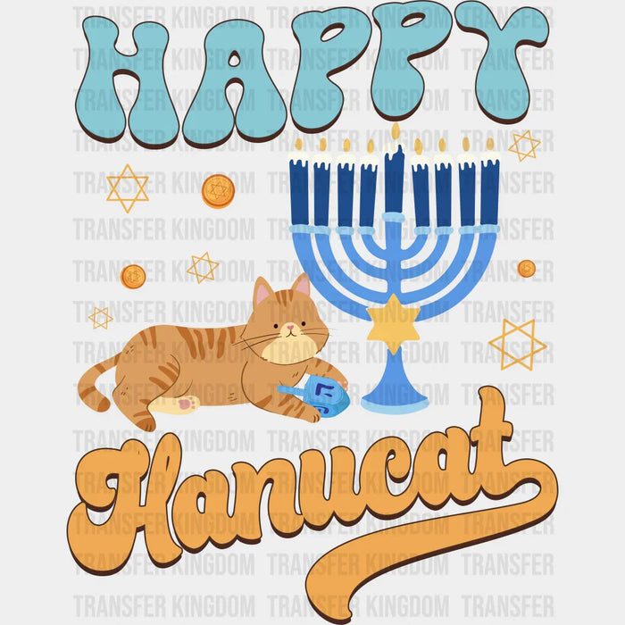 Happy Hanucat - Hanukkah DTF heat transfer