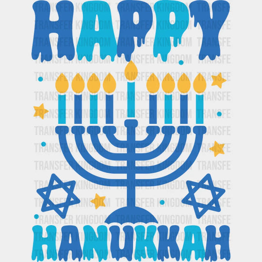 Happy Hanukkah Stars - Hanukkah DTF Transfer