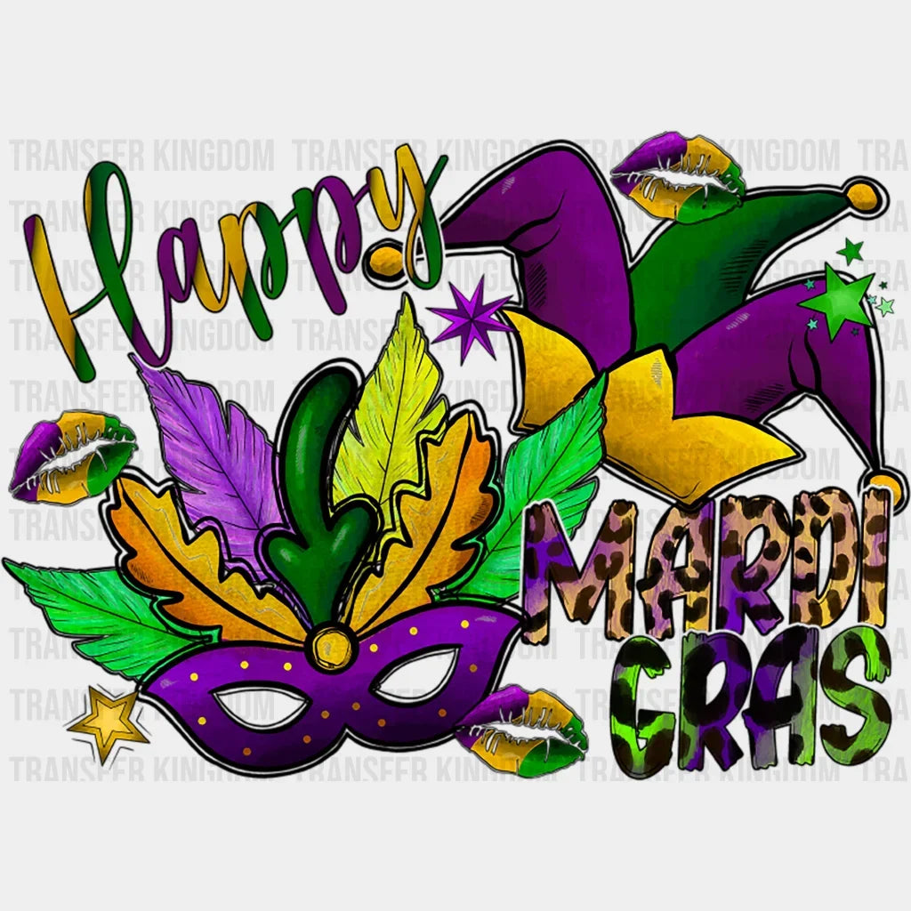 Happy Mardi Gras Design- Dtf Heat Transfer