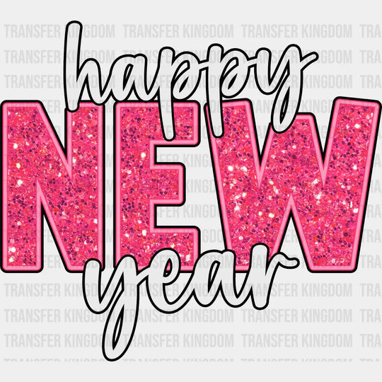 Happy New Year Glitter Design - Dtf Heat Transfer Unisex S & M (10’’) / Dark Color (See Imaging)