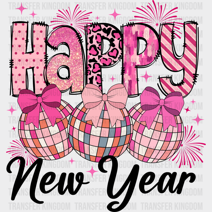 Happy New Year Pink B&W - New Year DTF Transfer