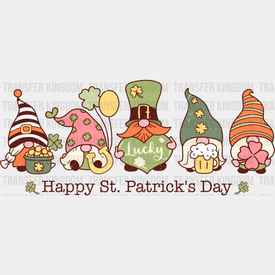 Happy St. Patrick’s Day Gnomes Design - St. Patrick’s Day DTF Transfer Adult Unisex - S & M (10’’) / Dark Color Design