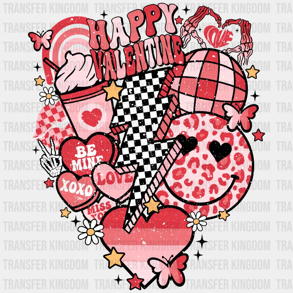 Happy Valentine Doodles - Valentines Day Dtf Heat Transfer