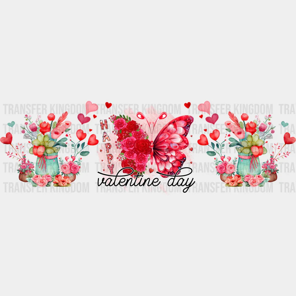 Happy Valentine’s Day Butterfly - Cup Wrap Uv Sticker Permanent Dtf Decal
