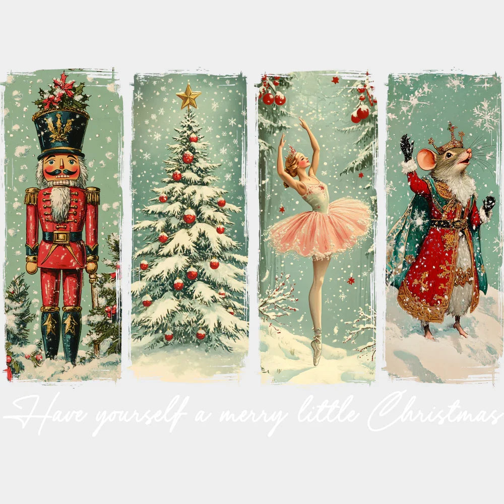 Have Yourself A Merry Little Christmas Collage - Christmas DTF Transfer Adult Unisex - S & M (10’’) / Light Color