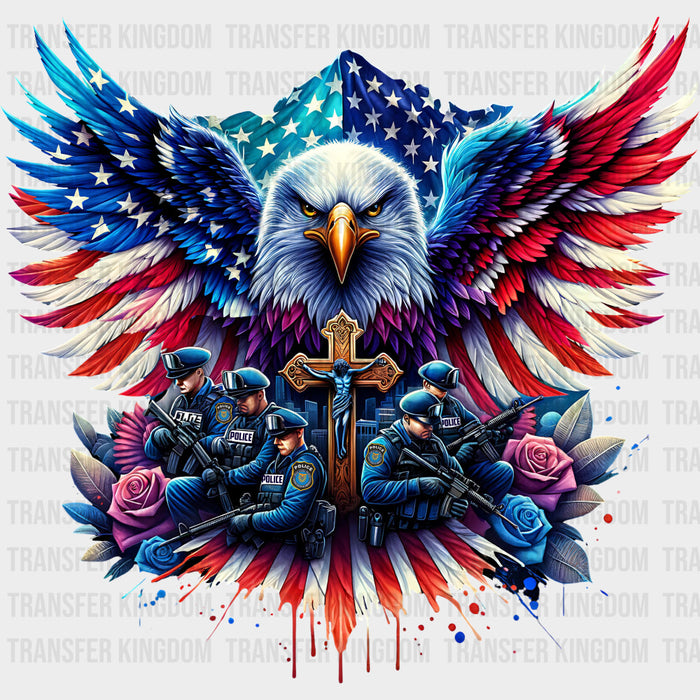 Hawk, Cross, US Flag - Police DTF Transfers