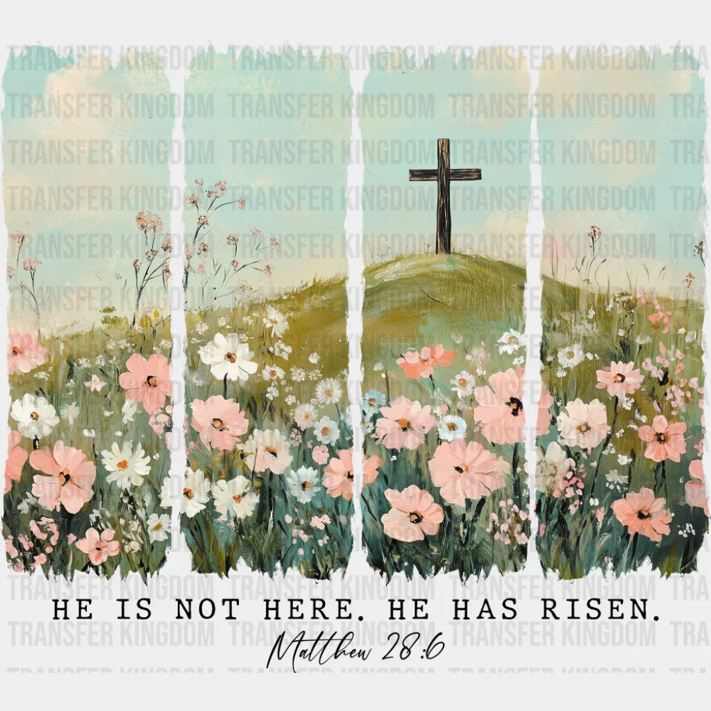 He Is Not Here He Has Risen - Christianity DTF Transfer Adult Unisex - S & M (10’’) / Dark Color Design (See Imaging)