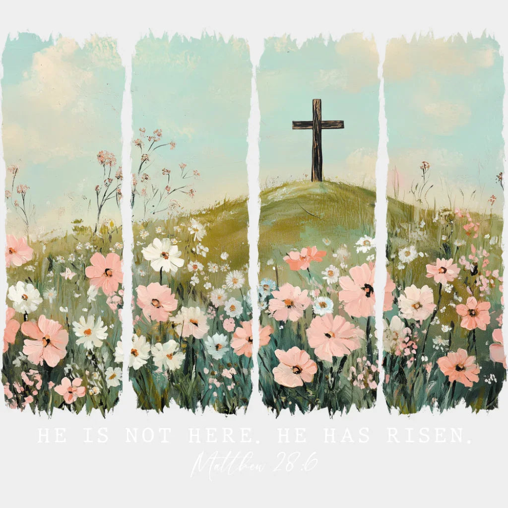 He Is Not Here He Has Risen - Christianity DTF Transfer Adult Unisex - S & M (10’’) / Light Color Design (See Imaging)