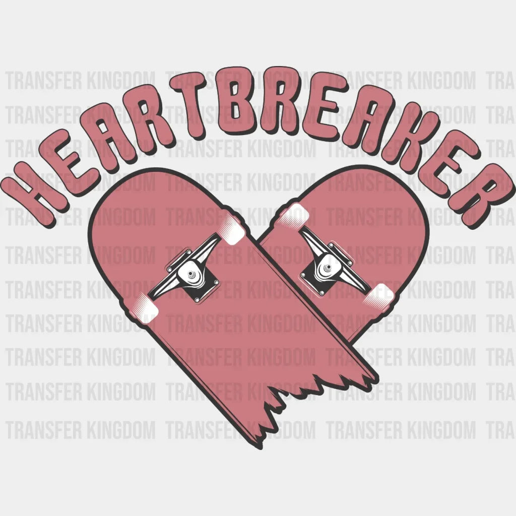 Heart Breaker Skateboard Anti Valentines Day Design - Dtf Heat Transfer
