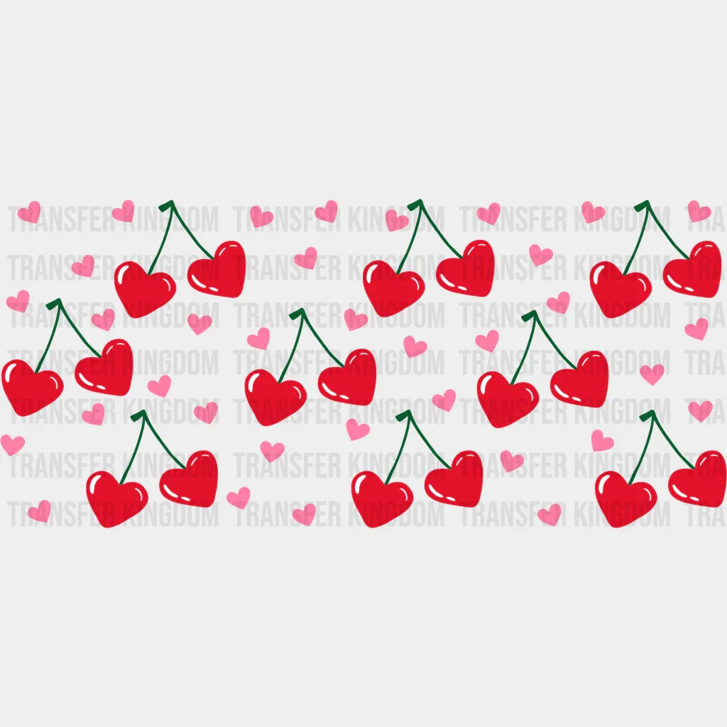 Heart Cherries - Valentine’s Day Cup Wrap Uv Sticker Permanent Dtf Decal