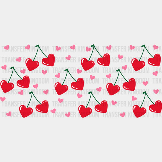 Heart Cherries - Valentine’s Day Cup Wrap Uv Sticker Permanent Dtf Decal