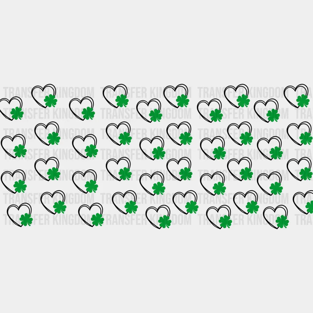 Heart Clover Design - St Patrick Cup Wrap Uv Sticker Permanent Dtf Decal