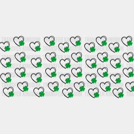 Heart Clover Design - St Patrick Cup Wrap Uv Sticker Permanent Dtf Decal