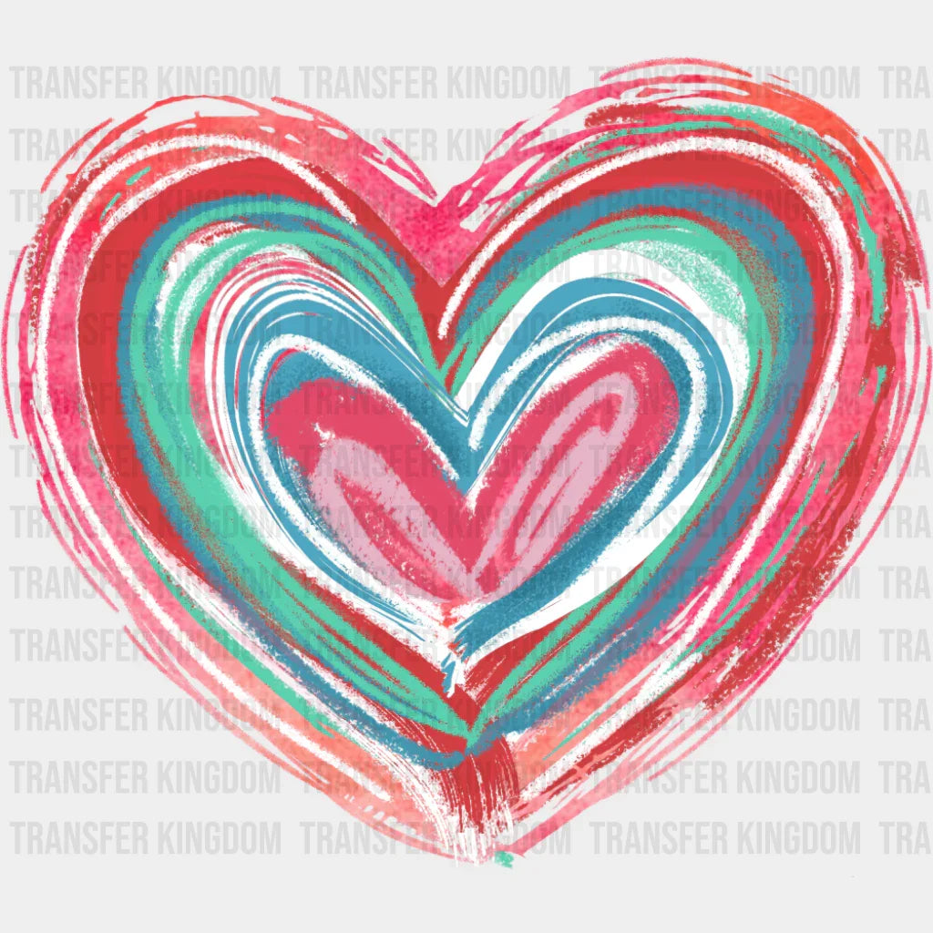 Heart Drawing Colorful Design - Valentine’s Day Dtf Transfer