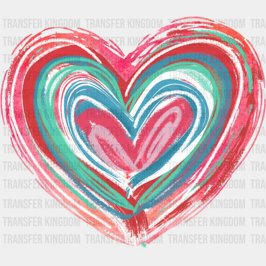 Heart Drawing Colorful Design - Valentine’s Day Dtf Transfer