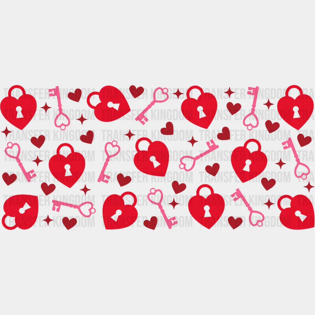 Heart Lock And Key - Valentine’s Day Cup Wrap Uv Sticker Permanent Dtf Decal