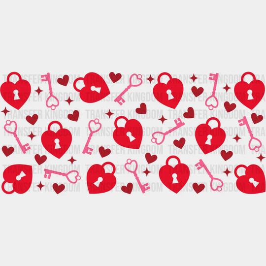 Heart Lock And Key - Valentine’s Day Cup Wrap Uv Sticker Permanent Dtf Decal