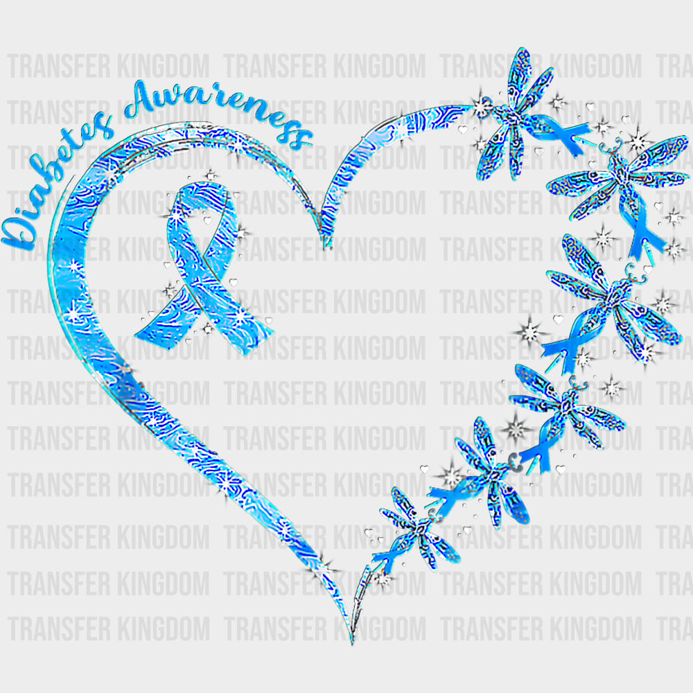 Heart & Ribbon - Diabetes DTF Transfers