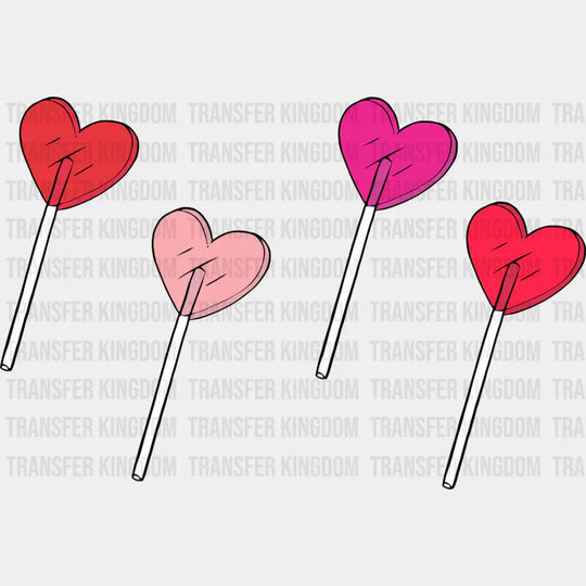 Heart Shaped Lollipops - Valentine’s Day DTF Transfer