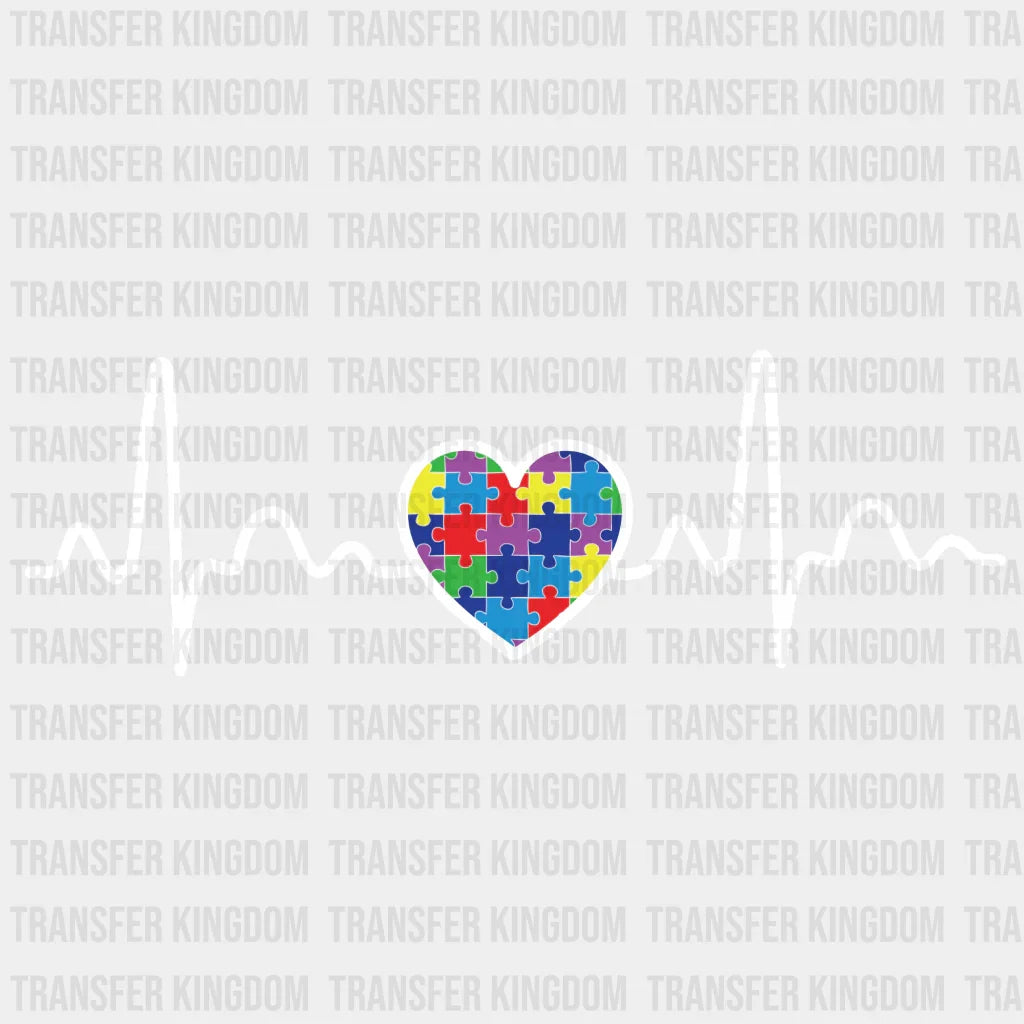 Heartbeat Autism Awareness Design - DTF heat transfer - Transfer Kingdom