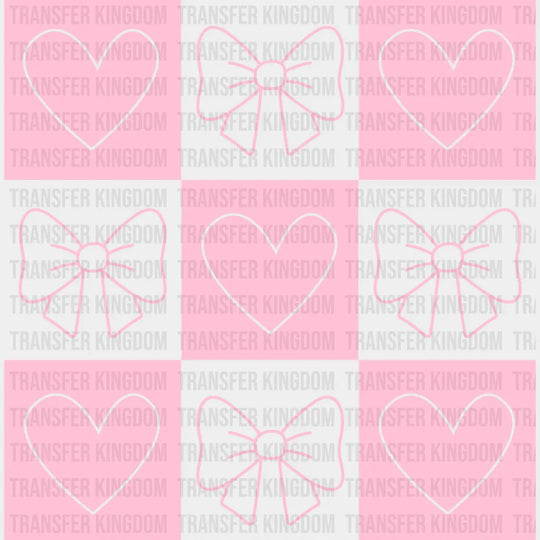 Hearts And Ribbons Checkered Design - Valentine’s Day Dtf Transfer