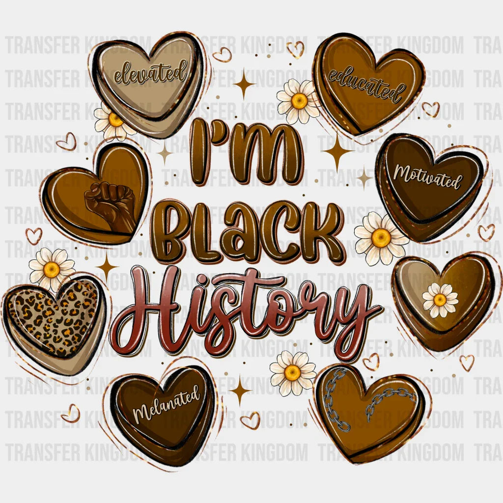 Hearts I Am Black History - Month Dtf Heat Transfer