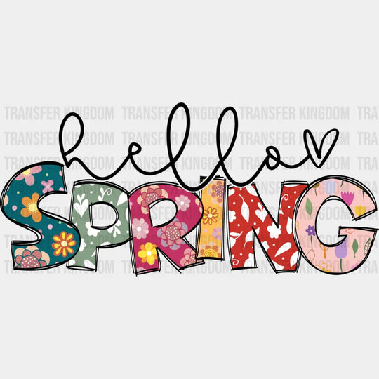Hello Spring Heart - Spring DTF Transfer Adult Unisex - S & M (10’’) / Dark Color Design (See Imaging)