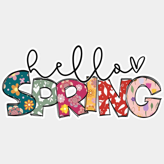 Hello Spring Heart - Spring DTF Transfer Adult Unisex - S & M (10’’) / Light Color Design (See Imaging)