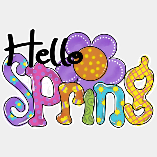 Hello Spring Kid Design - Spring DTF Transfer Adult Unisex - S & M (10’’) / Light Color Design (See Imaging)