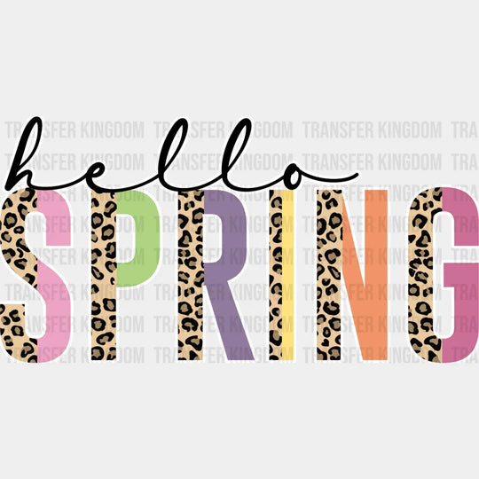 Hello Spring Leopard Design - Dtf Heat Transfer Unisex S & M (10’) / Light Color (See Imaging)