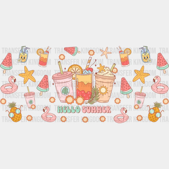Hello Summer Drinks - Cup Wrap Uv Sticker Permanent Dtf Decal
