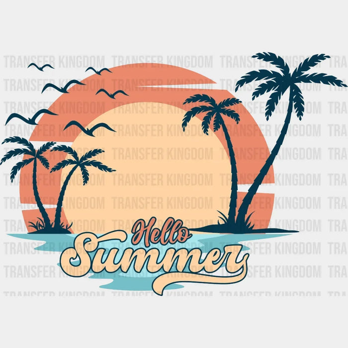 Hello Summer Palm DTF Transfer