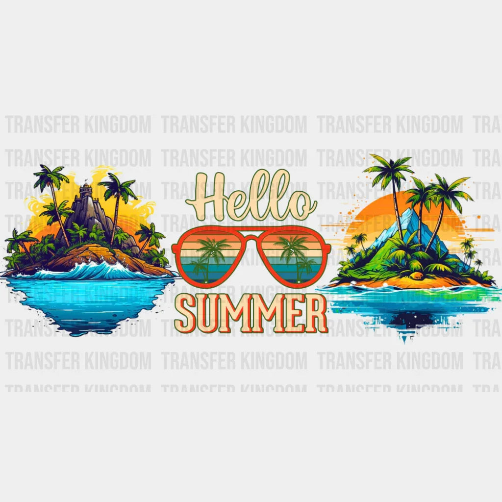 Hello Summer Sunglasses - Summer Cup Wrap UV Sticker Permanent UV DTF Decal UVDTF