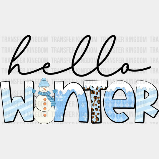Hello Winter Cursive Design - Iron On Dtf Transfer Unisex S & M (10’’) / Dark Color See Imaging