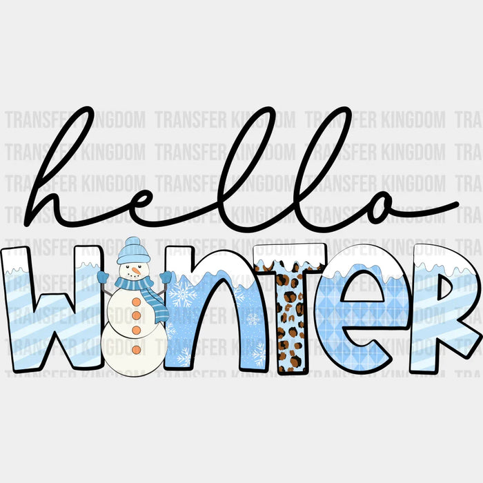 Hello Winter Cursive Design - Winter Iron On DTF Transfer