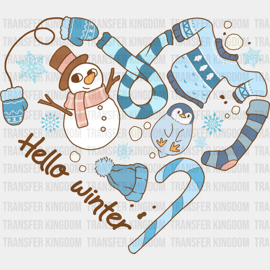 Hello Winter Heart Design - Iron On Dtf Transfer