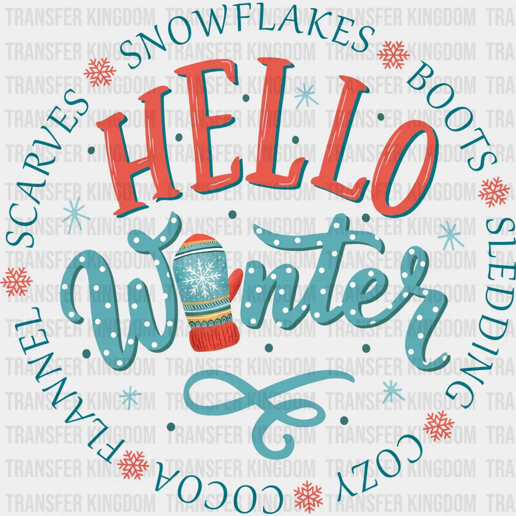 Hello Winter Mitten Design - Iron On Dtf Transfer