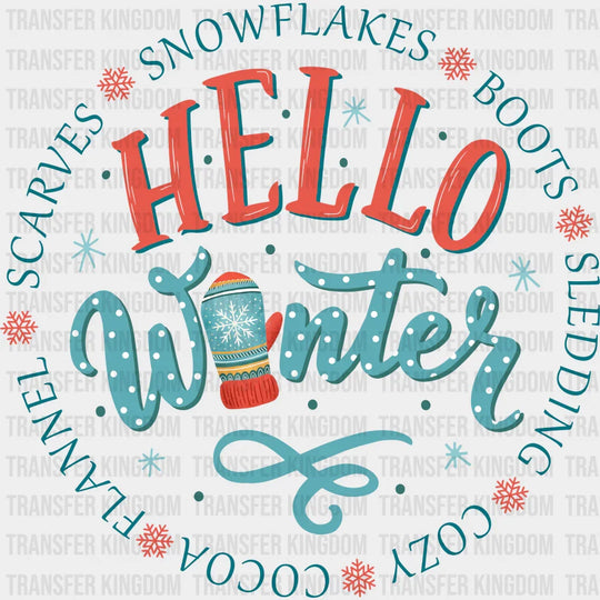 Hello Winter Mitten Design - Iron On Dtf Transfer