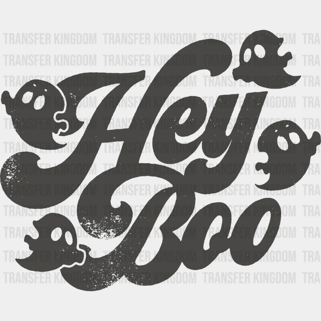Hey Boo Ghosts - Halloween Dtf Transfer Unisex S & M (10’’) / Dark Color Design See Imaging